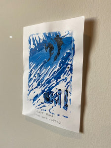 "Last Run", hand pulled silk screen print, 5.5" x 7.5"